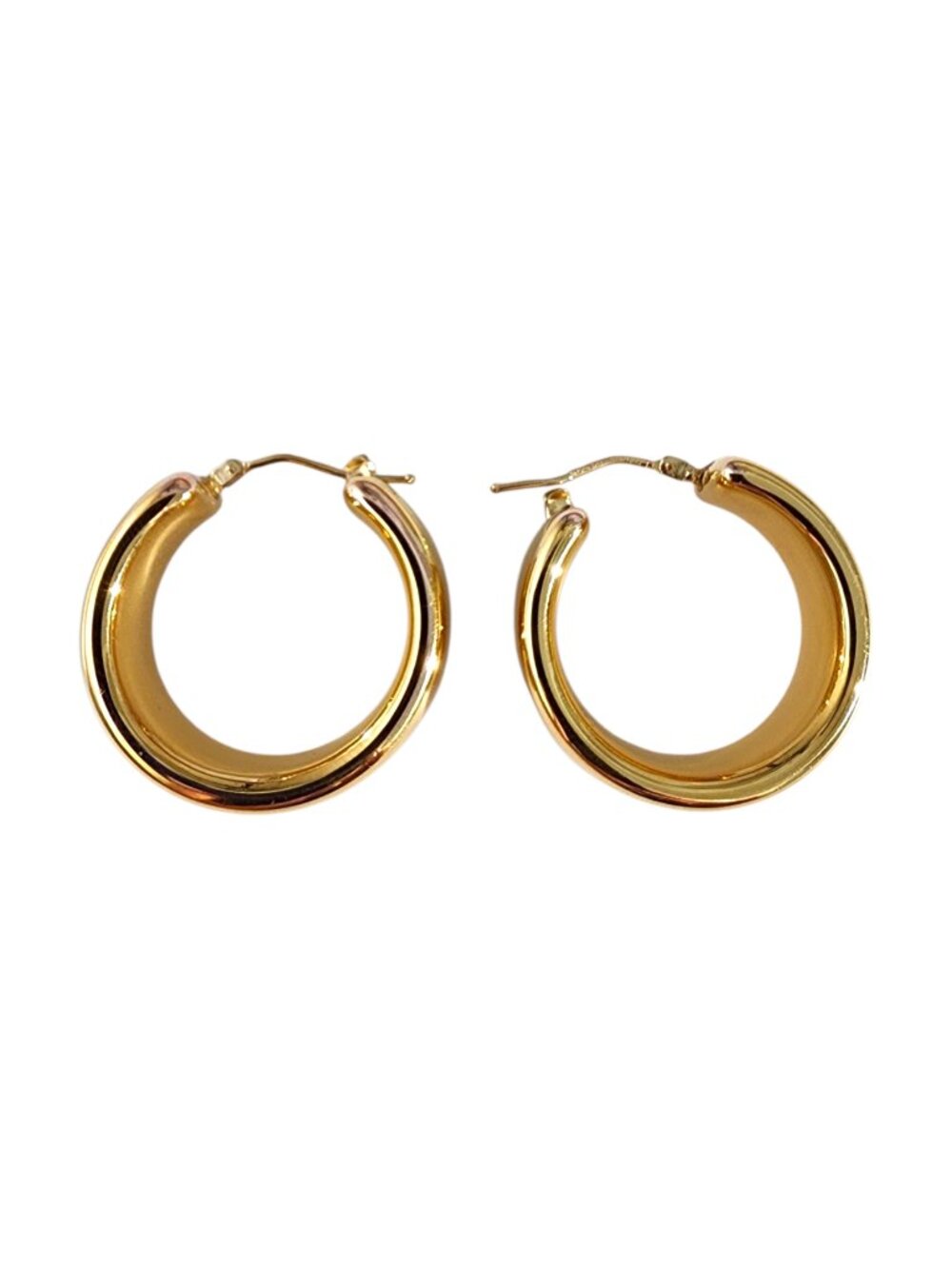 14K Yellow Gold Resin Filled Wide Hoop Earrings #25530